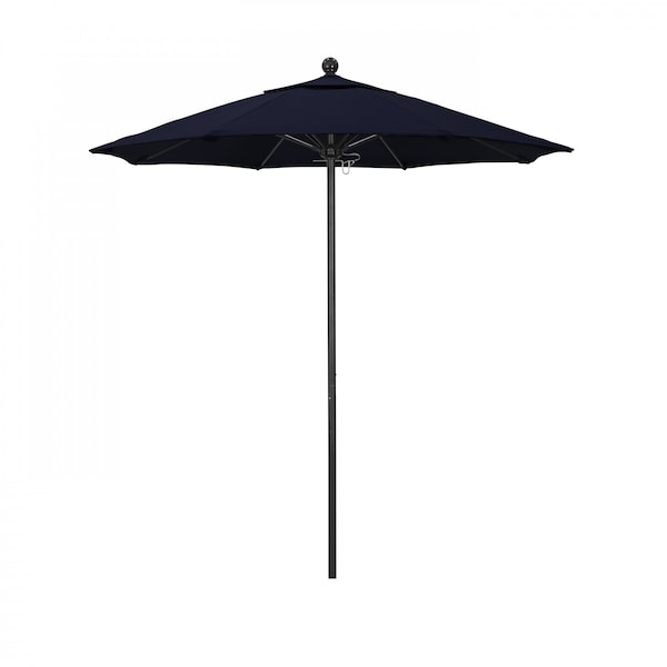 California Umbrella 7.5' Black Aluminum Market Patio Umbrella, Pacifica Navy 194061334997 - main